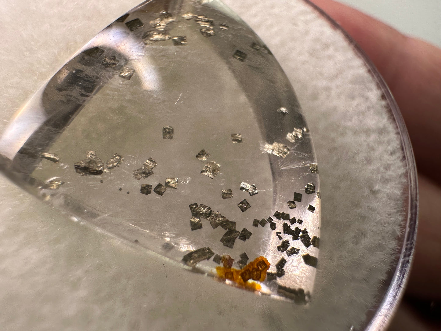 Pie Shaped pyrite in Quartz Gem
