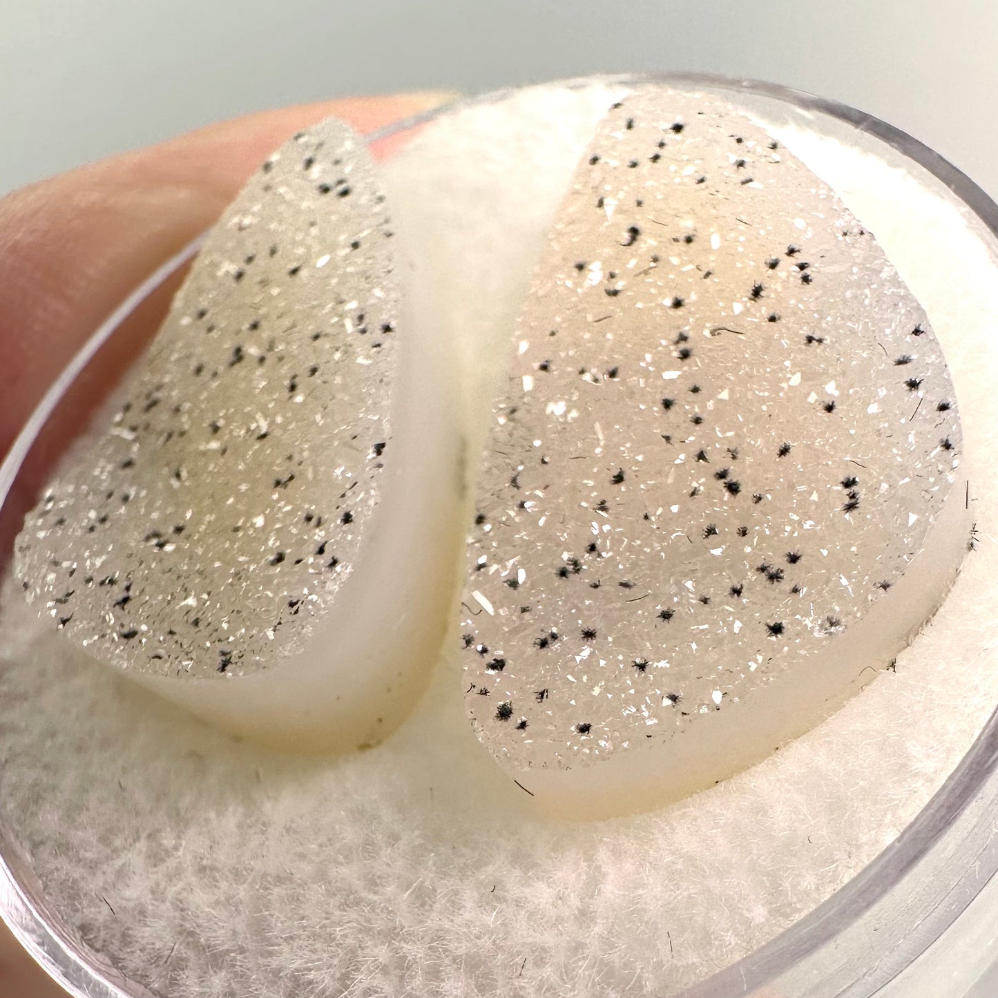 Sparkly Dalmatian Drusy pair of Agate Gems