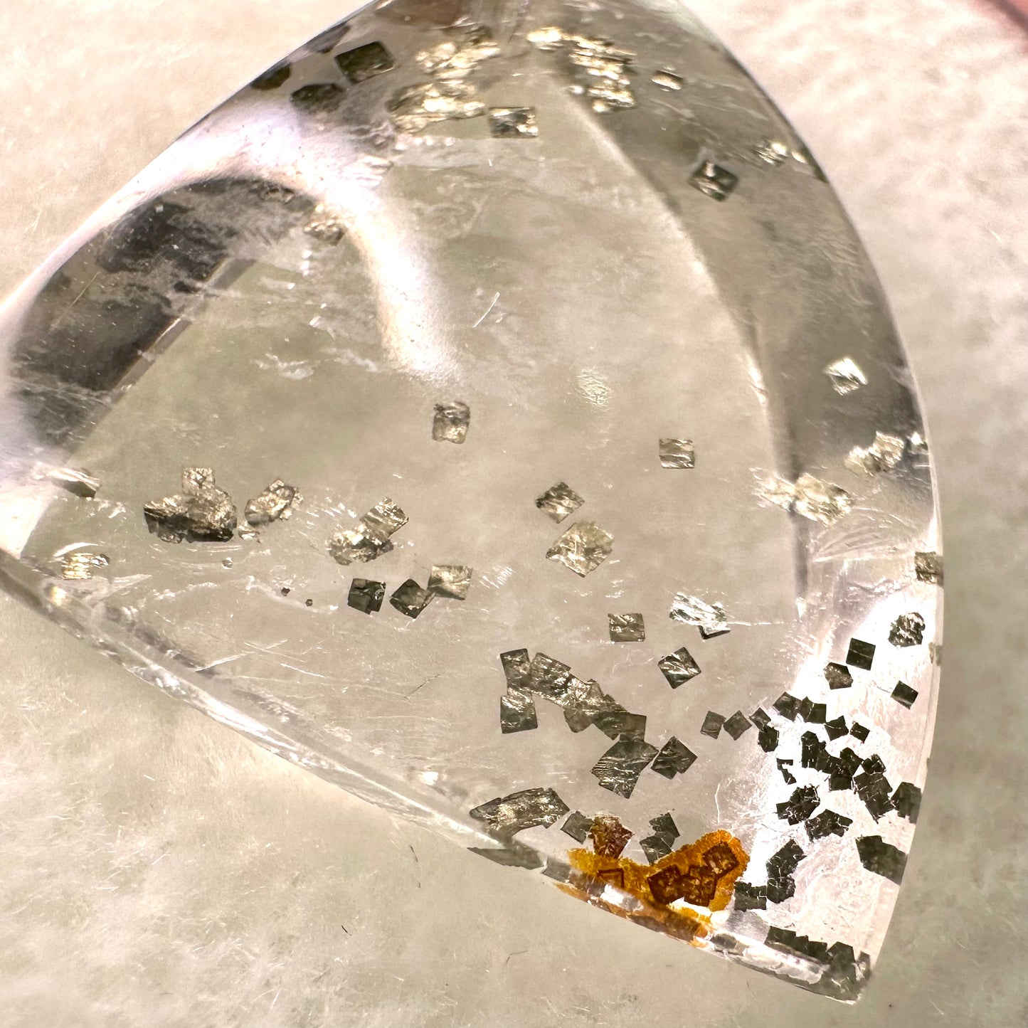 Pie Shaped pyrite in Quartz Gem