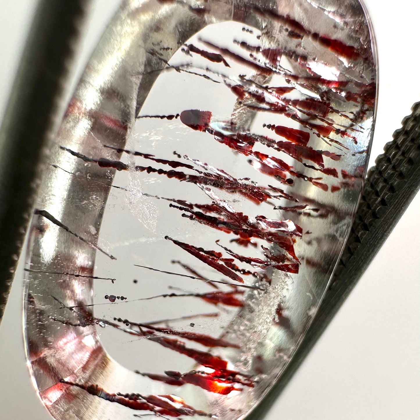 Hematite in Quartz, unique Hemantoid quartz oval gem