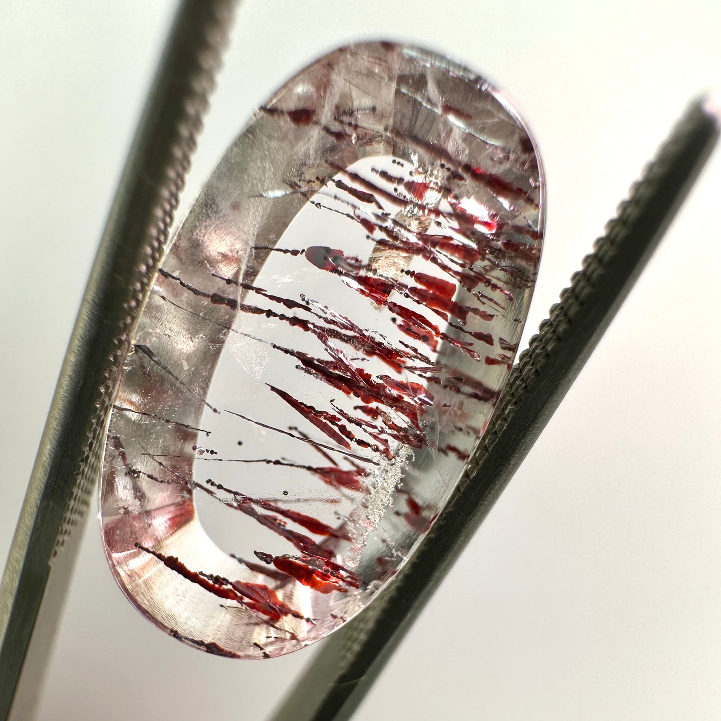 Hematite in Quartz, unique Hemantoid quartz oval gem