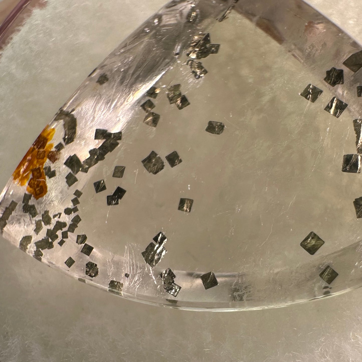 Pie Shaped pyrite in Quartz Gem