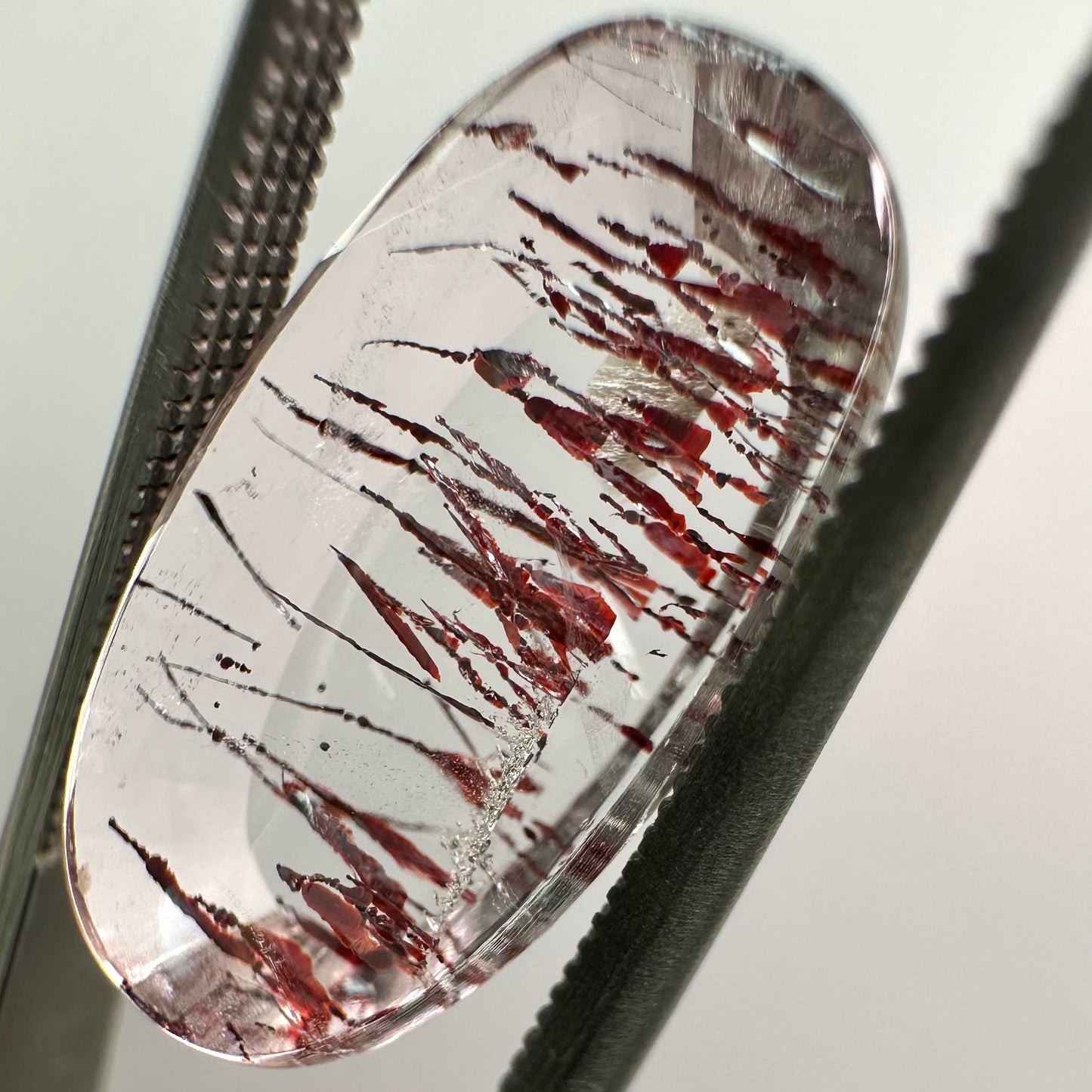 Hematite in Quartz, unique Hemantoid quartz oval gem