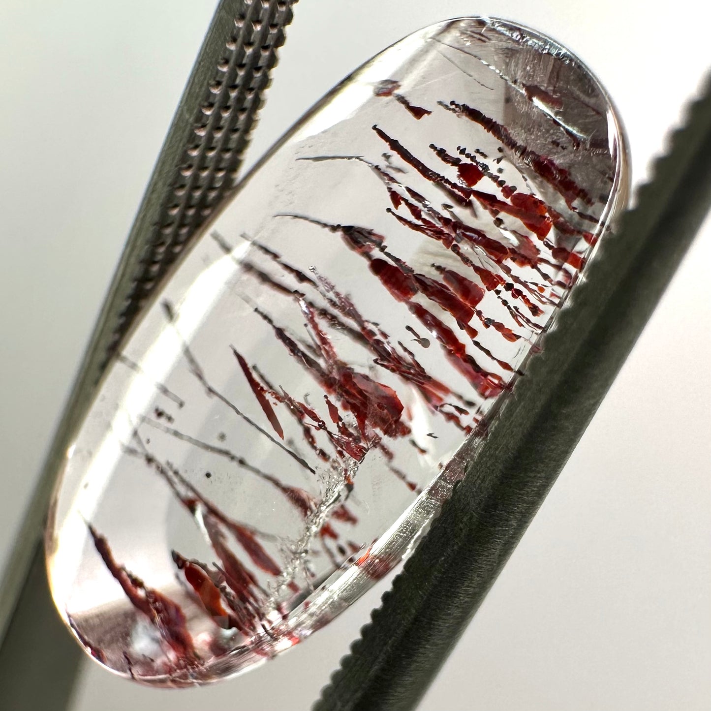 Hematite in Quartz, unique Hemantoid quartz oval gem