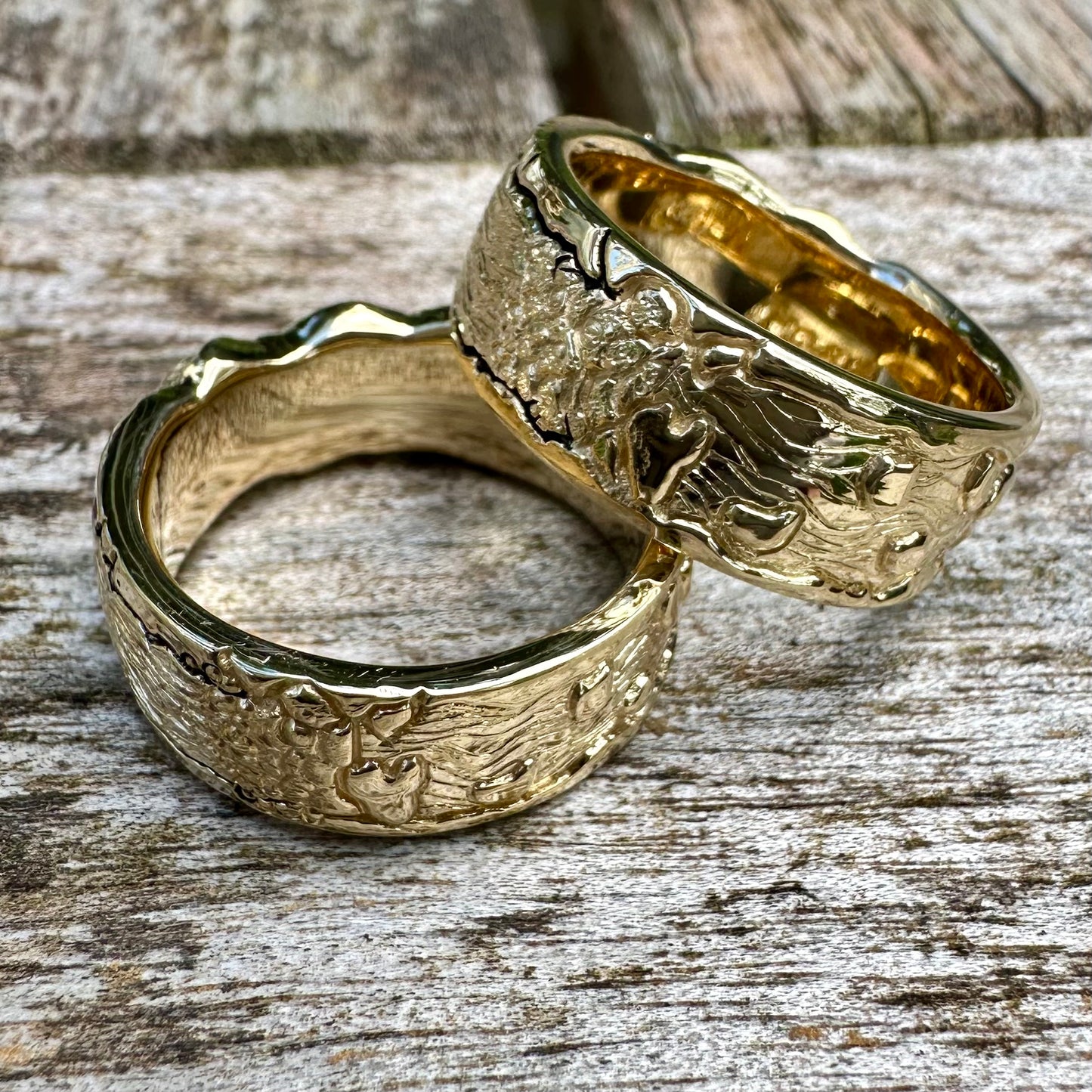 Leslie and Jason's Waterfall Wedding Rings