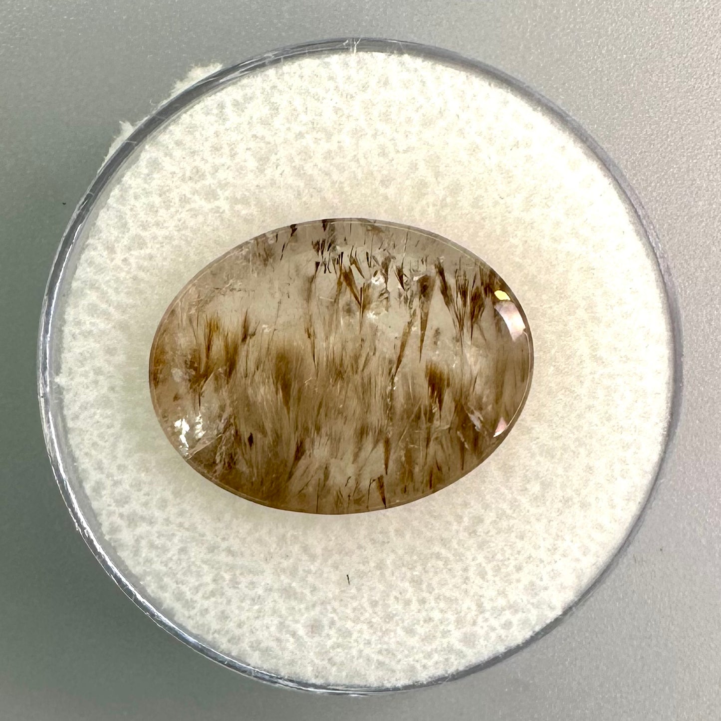 Cocoxenite in Quartz Oval Gem