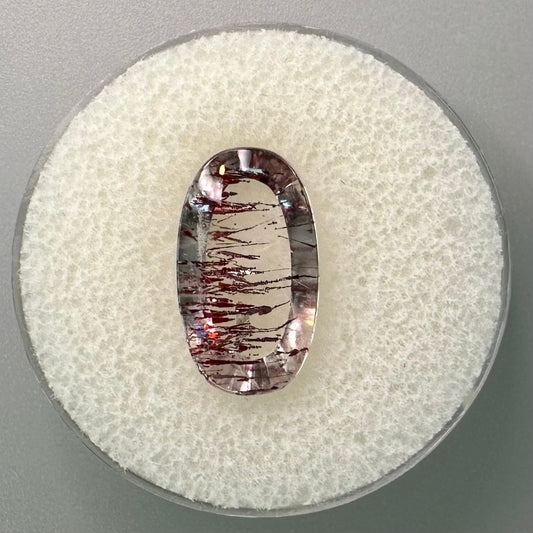 Hematite in Quartz, unique Hemantoid quartz oval gem