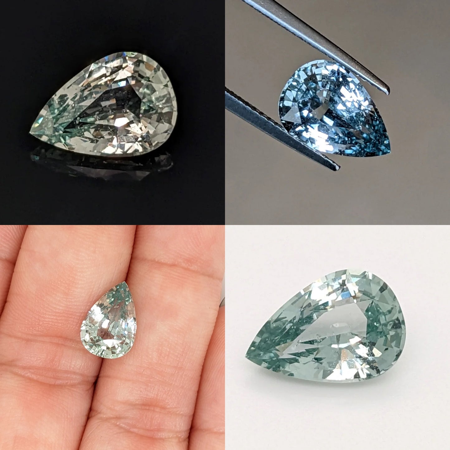 Pear shaped Teal Sapphire 3.77ct